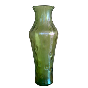 Antique Loetz / Lötz Art Nouveau Rusticana Iridescent Green Glass Vase